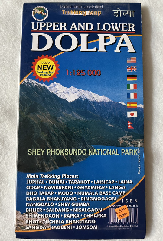 UPPER AND LOWER DOLPA  1125 000  SHEY PHOKSUNDO NATIONAL PARK  Latest and Updated Trekking Map  डोल्पा  Nepal Map Publisher Pvt. Ltd. (9789937818063)
