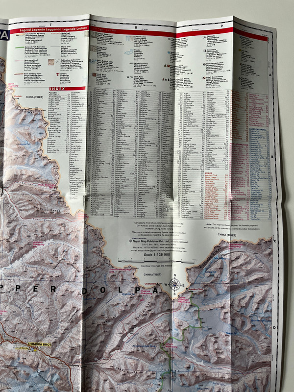 UPPER AND LOWER DOLPA  1125 000  SHEY PHOKSUNDO NATIONAL PARK  Latest and Updated Trekking Map  डोल्पा  Nepal Map Publisher Pvt. Ltd. (9789937818063)