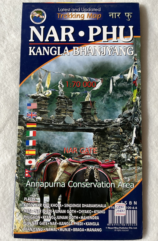 NAR PHU KANGLA BHANJYANG  170 000  PHU VILLAGE  Annapurna Conservation Area  Latest and Updated Trekking Map  नार फु  Nepal Map Publisher Pvt. Ltd. (9789937810944)