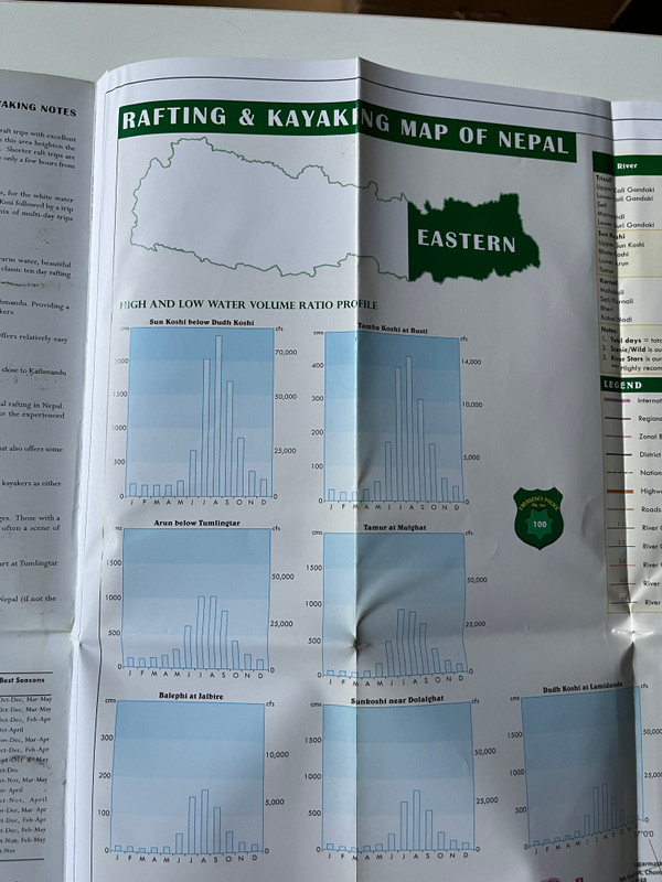 White Water Rafting & Kayaking Eastern Nepal  Peter Knowles  Rafting Map 700 Series 1500,000  Comprehensive Rafting & Kayaking Map  RF701  Himalayan Map House (9789993347873)
