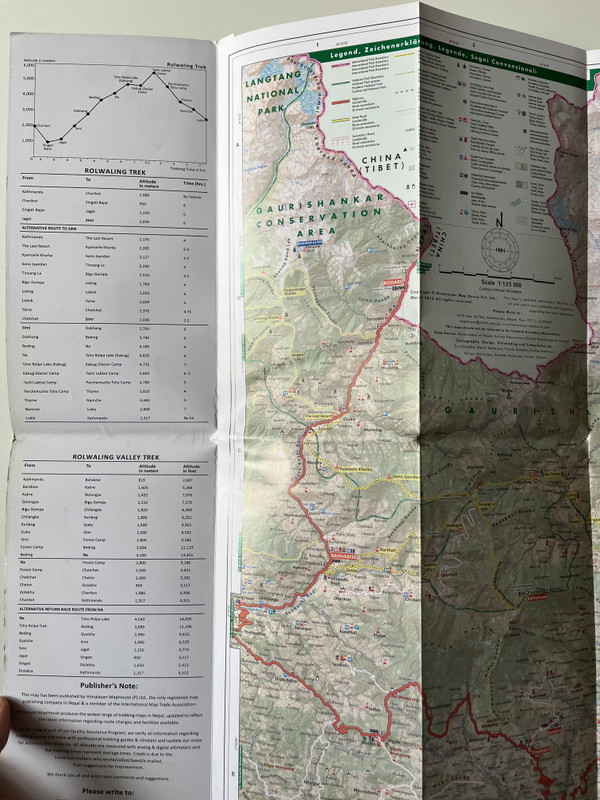 Rolwaling Tesi Lapcha  Tsho Rolpa Lake - Gaurishankar Conservation Area  Trekking Map 500 Series 1125,000  Comprehensive Trekking Map  NE512  Himalayan Map House (9789993323273)