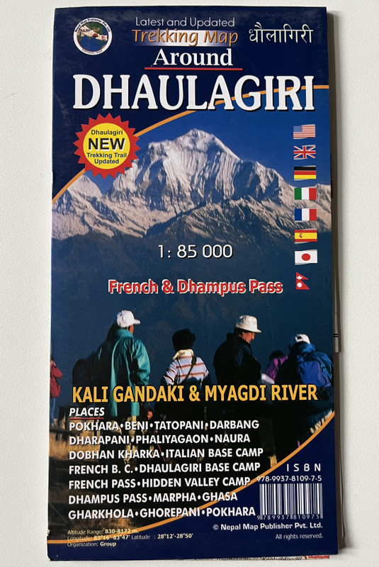 Around Dhaulagiri - French & Dhampus Pass  KALI GANDAKI & MYAGDI RIVER  1 85 000  Latest and Updated Trekking Map  धौलागिरी  Nepal Map Publisher Pvt. Ltd. (9789937810975)
