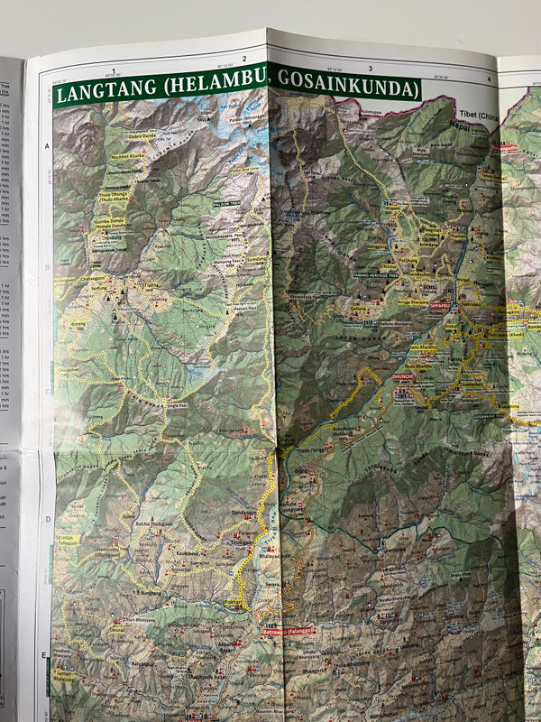 LANGTANG TAMANG HERITAGE TRAIL  125 000  With detailed trails - Walking distances - Altitudes  Langtang National Park  Himalayan MapHouse (9993323322)