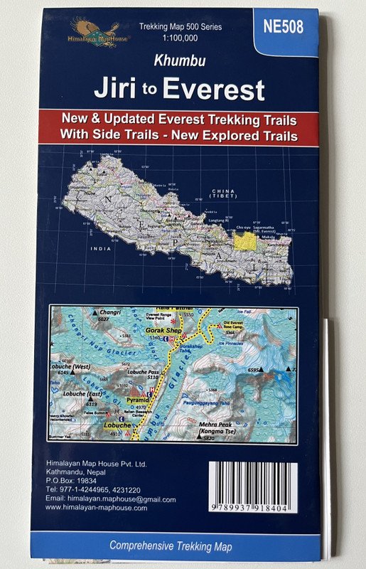 Khumbu - Jiri to Everest  New & Updated Everest Trekking Trails With Side Trails - New Explored Trails  Trekking Map 500 Series 1100,000  NE508  Himalayan Map House Pvt. Ltd. (9789937918404)