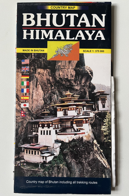 BHUTAN HIMALAYA  Country map of Bhutan including all trekking routes  SCALE 1375,000  MADE IN BHUTAN  DRUK YATHRA, BUMTHANG (9789937818087)