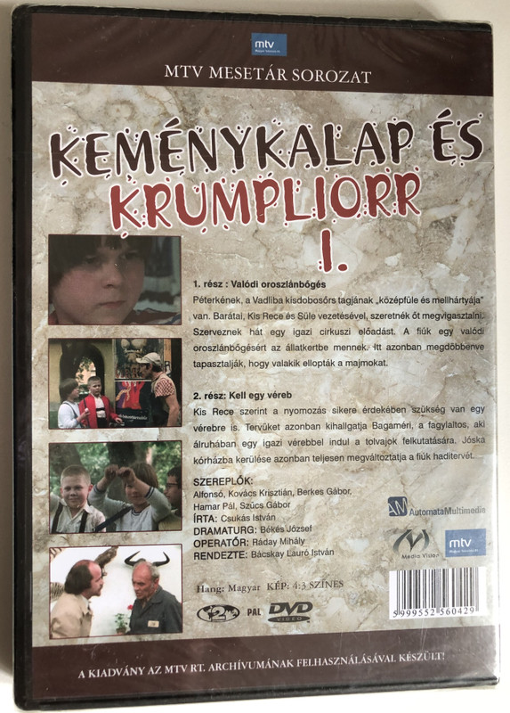 KEMÉNYKALAP ÉS KRUMPLIORR I.  MTV MESETÁR SOROZAT  ALFONSÓ, KRISTIÁN KÓVÁCS, GÁBOR BERKES  Hungarian  KÉPARÁNY 43  DVD Video (5999552560429)