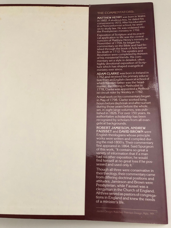 The Bethany Parallel Commentary on the Old Testament  Bethany House Pub, 1985  Hardcover (0871236176)