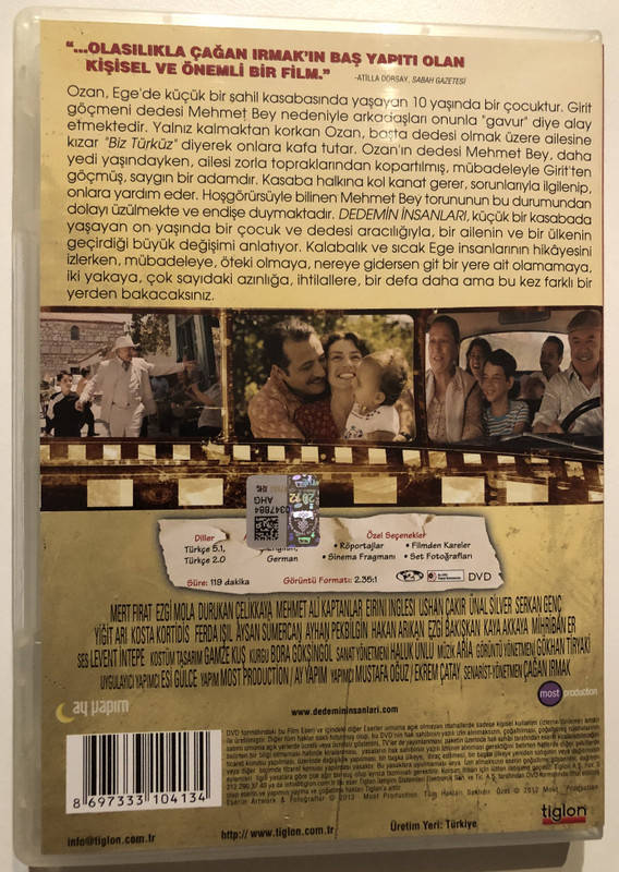 ÇAĞAN IRMAK'TAN - DEDEMİN İNSANLARI  My Grandfather's People  ÇETİN TEKİNDOR, YIGIT ÖZŞENER, GÖKÇE BAHADIR, SACIDE TAŞANER, HÜMEYRA, ZAFER ALGÖZ  DVD Video (8697333104134)