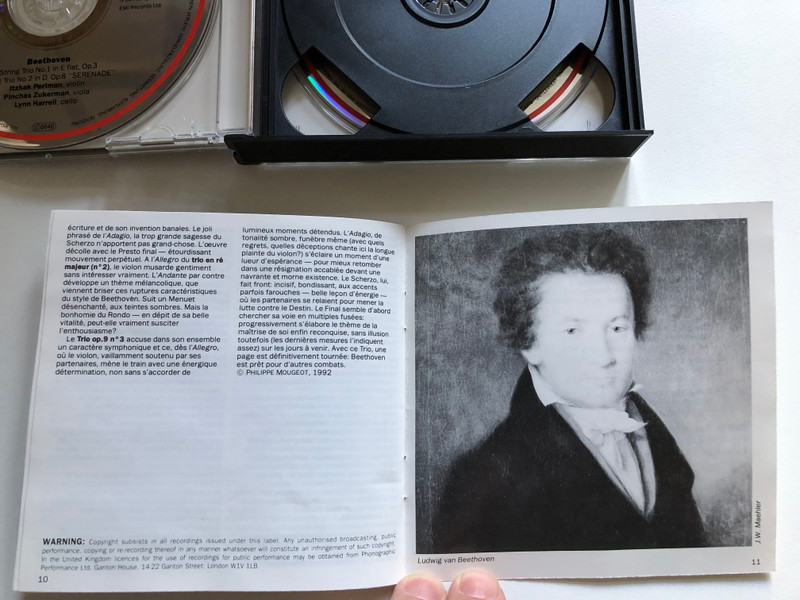 Beethoven: String Trios Opp. 3, 8 & 9 - Itzhak Perlman, Pinchas Zukerman, Lynn Harrell / EMI Classics 2x Audio CD, Stereo 1992 / 077775419825