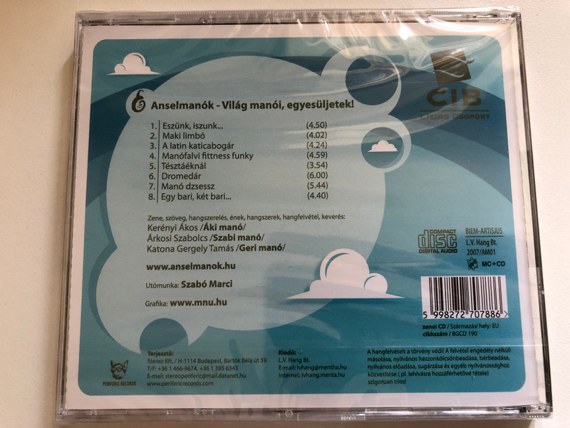 Anselmanók – Világ Manói, Egyesüljetek! / Periferic Records Audio CD 2007 / BGCD 190
