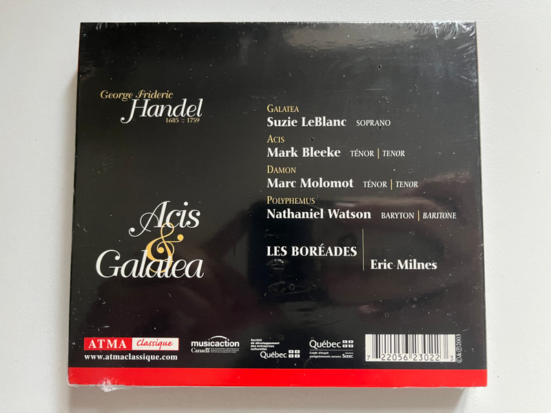 Handel: Acis & Galatea - LeBlanc, Bleeke, Molomot, Watson, Les Boréades, Eric Milnes / Atma Baroque / Atma Classique 2x Audio CD / ACD 2 2302