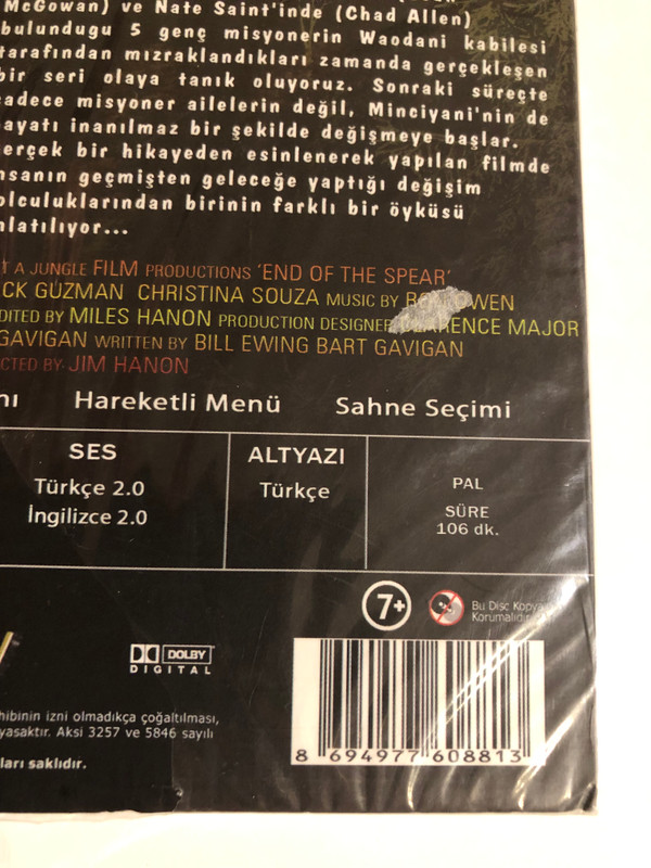 MIZRAKLARIN SONU - END of the SPEAR  Gerçek Bir Hikaye... Farklı Bir Dünya...  DVD Video (8694977608813)