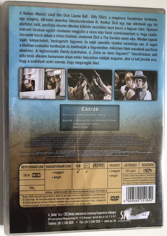 Dear Wendy (2005) / Region 2 PAL DVD / Language: English, Hungarian / Subtitle: Hungarian, English / Actors: Jamie Bell, Alison Pill, Chris Owen, Bill Pullman, Michael Angarano / Director: Thomas Vinterberg (5999544151840)