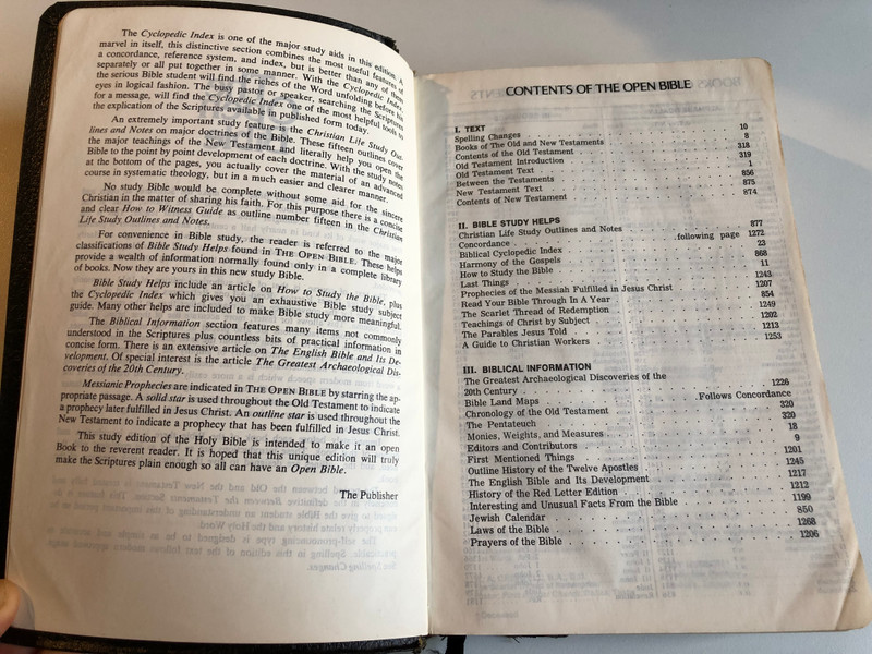 The Open Bible Edition - HOLY BIBLE KJV  Containing the Old and New Testaments  Authorized King James Version  Red Letter Edition with Index  THOMAS NELSON, PUBLISHERS 1975  Leather Black Cover