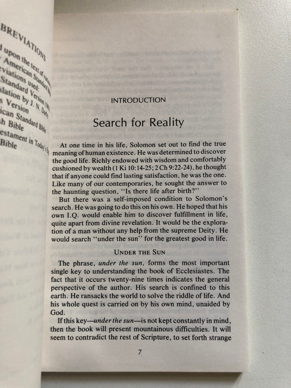 Enjoying ecclesiastics by William MacDonald / Search for Reality / All Scriptures quoted in this book are from the New American Standard Version / Printed in the United States of America (0937396079)