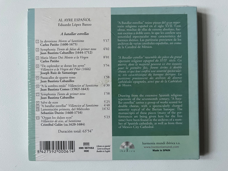 Al Ayre Español, Eduardo López Banzo: A Batallar Estrellas - Musica En Las Catedrales Españolas En El Siglo XVII / Harmonia Mundi Audio CD / HMI 987053
