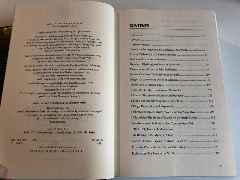 The Old Testament Explorer: Discovering The Essence, Background, And Meaning Of Every Book In The Old Testament / CHARLES DYER, GENE MERRILL / FOREWORD BY CHARLES R. SWINDOLL / Word Publishing 2001 / Hardcover (9780849914478)