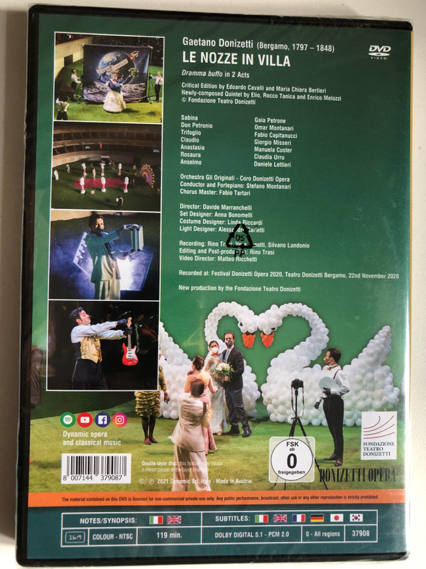 Le Nozze in Villa / Buffo drama in 2 Acts / Critical Edition by Edoardo Cavalli and Maria Chiara Bertieri / The Originals Orchestra - Donizetti Choir Opera / Conductor and Fortepiano: Stefano Montanari Chorus Master: Fabio Tartari / DVD (8007144379087)