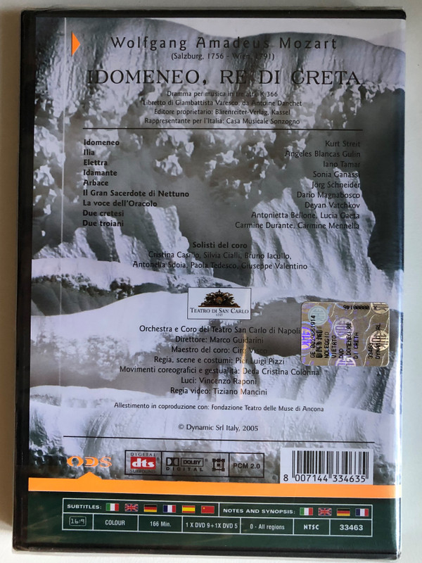 Idomeneo Re Di Creta 2 DVD Set / Drama for music in three acts, Libretto by Giambattista Varesco / Orchestra and Chorus of the Teatro San Carlo in Naples / Chorus master: Ciro Visco Direction / DVD (8007144334635)