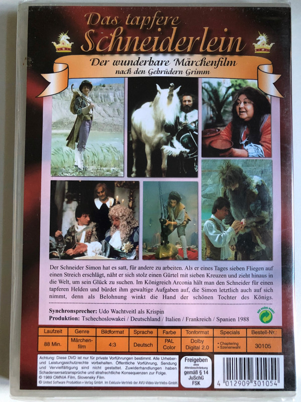 Das tapfere Schneiderlein  The Brave Little Tailor 1991  Der wunderbare Märchenfilm nach den Gebrüdern Grimm  DVD Video (4012909301054)