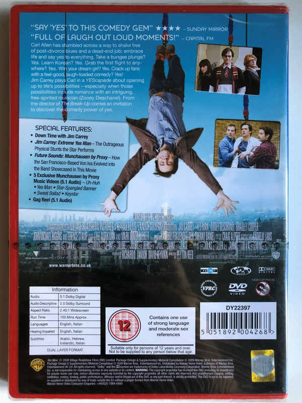 Yes Man  with JIM CARREY  ONE WORD CAN CHANGE EVERYTHING  DVD Video (5051892004268)