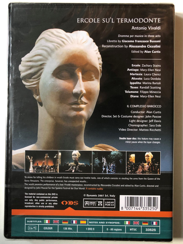 Vivaldi: Ercole Su'l Termodonte Dramma Per Musica (HERCULES ON THE THERMODON) / Drama for music in three acts / Libretto by Giacomo Francesco Bussani / THE BAROQUE COMPLEX / Conductor: Alan Curtis / DVD (8007144335250A)