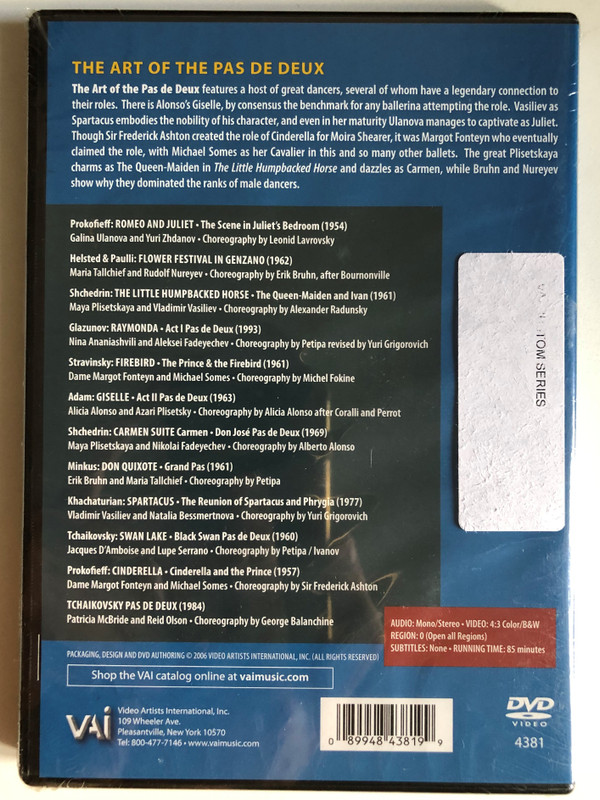 The Art of the Pas de Deux / Features a host of great dancers / PACKAGING, DESIGN AND DVD AUTHORING 2006 VIDEO ARTISTS INTERNATIONAL, INC. / DVD (089948438199)