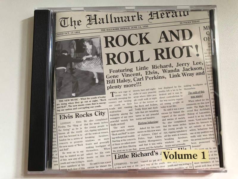 Rock And Roll Riot Volume 1 / Featuring Little Richard, Jerry Lee, Gene Vincent, Elvis, Wanda Jackson, Bill Haley, Carl Perkins, Link Wray and plenty more!!! / Hallmark Records Audio CD / 311302