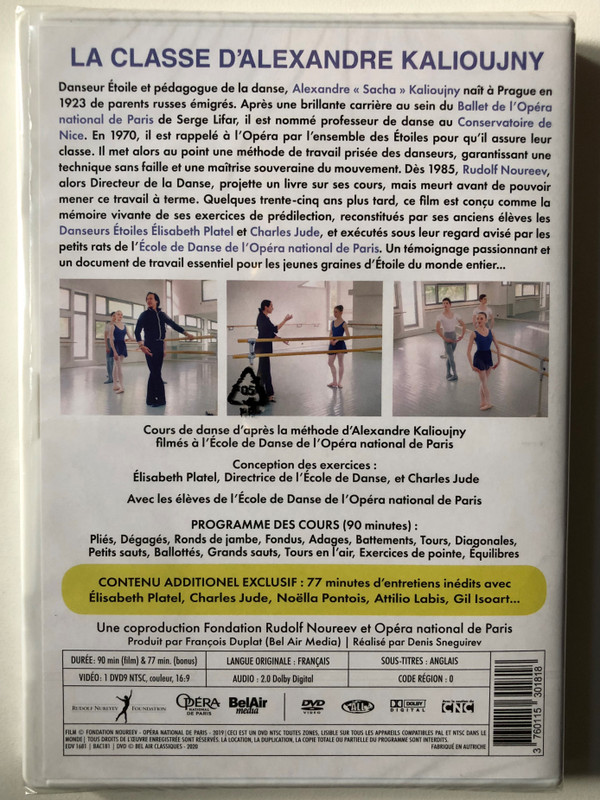 La Classe d'Alexandre Kalioujny (THE CLASS OF ALEXANDRE KALIOUJNY) / Dance lessons according to the method of Alexandre Kalioujny / Filmed at the Paris Opera Ballet School / PARIS NATIONAL OPERA / DVD (3760115301818)