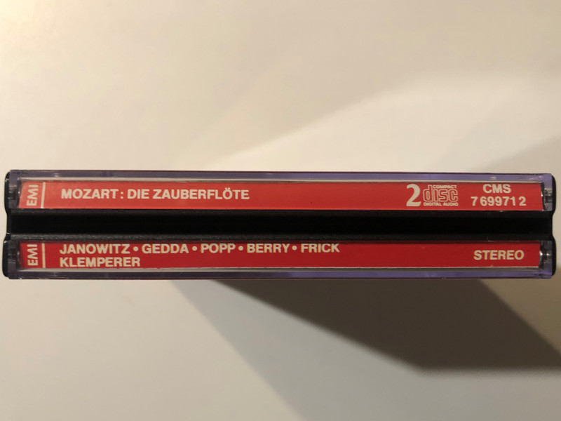 Mozart: Die Zauberflöte - Janowitz, Gedda, Popp, Berry, Frick, Philharmonia Orchestra And Chorus, Otto Klemperer / EMI 2x Audio CD, Box Set, Stereo 1989 / CMS 7 69971 2