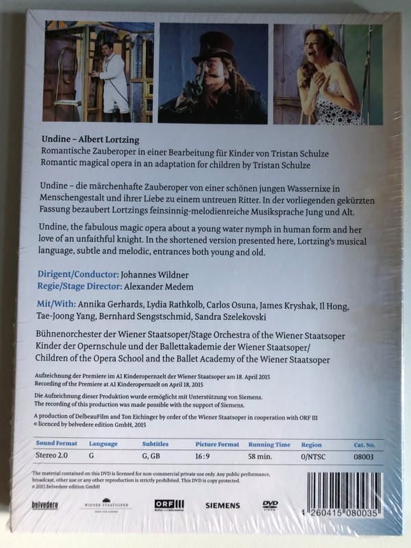 Lortzing: Undine - Adapted for Children by Tristan Schulze / Romantic magical opera / Conductor: Johannes Wildner / Stage Orchestra of the Vienna State Opera Children of the Opera School and the Ballet Academy of the Vienna State Opera / DVD (4260415080035)