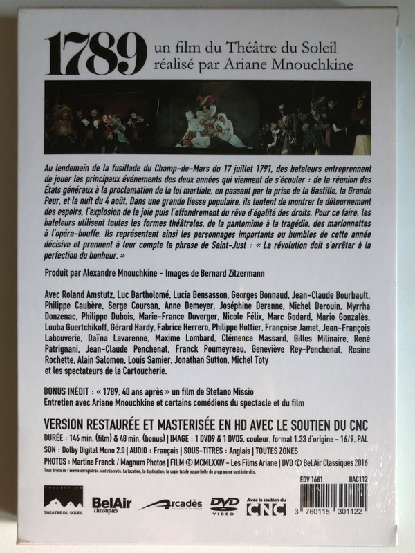 1789: Theatre Du Soleil 2 DVD Set / Film by the Théâtre du Soleil directed by Ariane Mnouchkine Produced by Alexandre Mnouchkine / FILM MCMLXXIV - Ariane Films / UNPRECEDENTED BONUS: "1789, 40 years later" Interview with Ariane Mnouchkine / DVD (3760115301122)