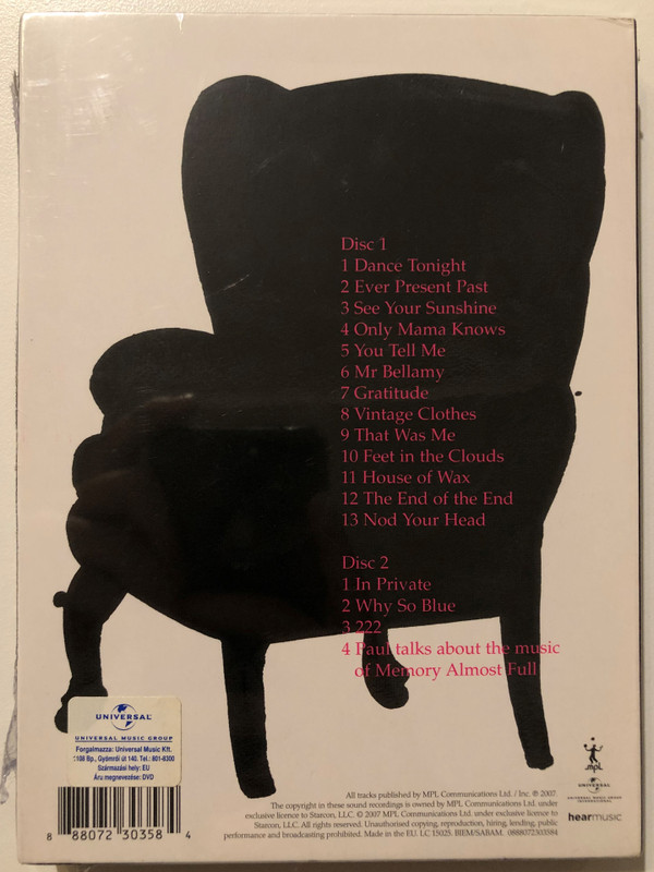 Memory Almost Full / Deluxe Limited Edition / McCartney Paul / All tracks published by MPL Communications Ltd. / UNIVERSAL MUSIC GROUP / DVD (88807230358)