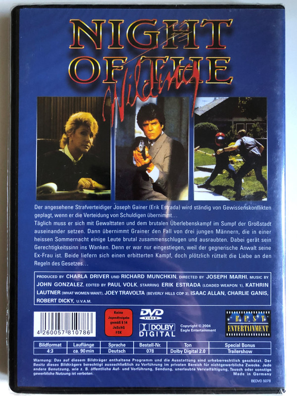 Night of the Wilding  KATHRIN LAUTNERS, JOEY TRAVOLTA, ERIK ESTRADA  DVD Video (4260057810786)