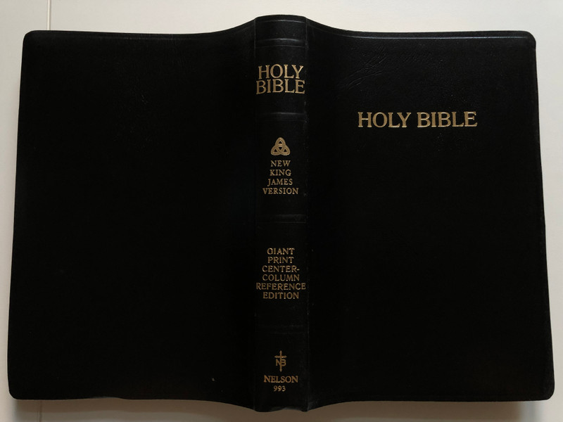 Giant Print CENTER-COLUMN REFERENCE BIBLE / New King James Version / Thomas Nelson, 1994 / Leather Cover (9780840708564)