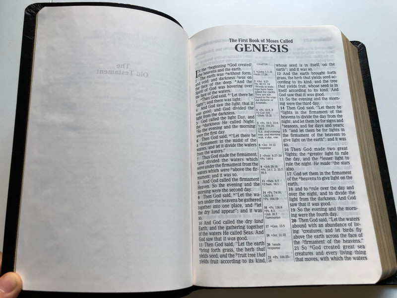 Giant Print CENTER-COLUMN REFERENCE BIBLE / New King James Version / Thomas Nelson, 1994 / Leather Cover (9780840708564)