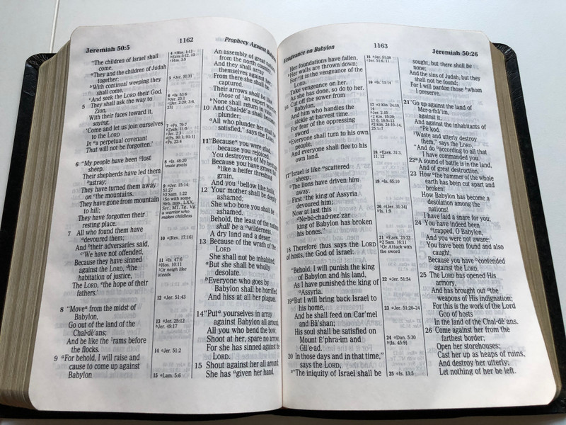 Giant Print CENTER-COLUMN REFERENCE BIBLE / New King James Version / Thomas Nelson, 1994 / Leather Cover (9780840708564)