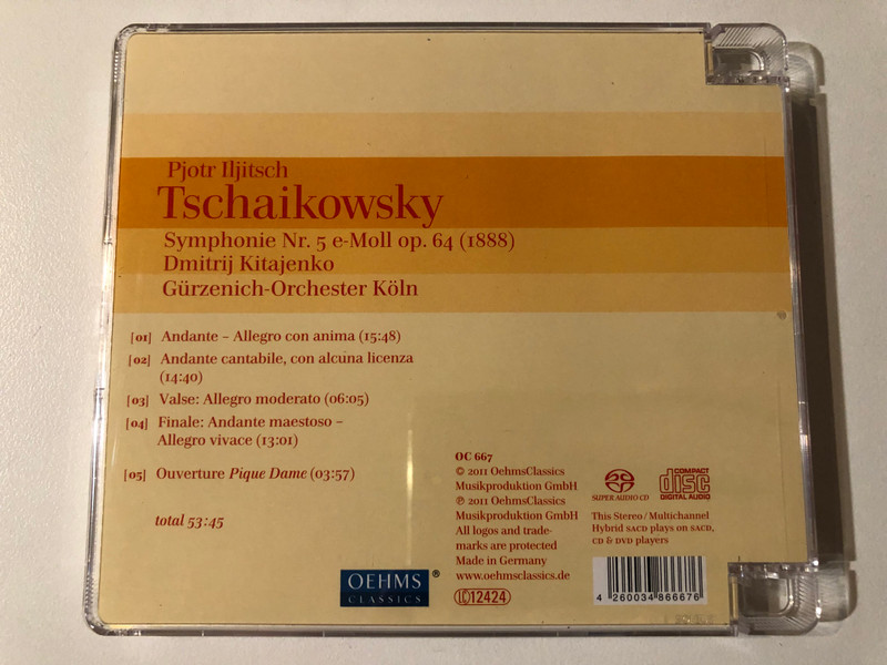 Dimitrij Kitaenko - Tschaikowsky: Symphony Nr. 5 : Pique Dame Overture - Gürzenich-Orchester Köln / Oehms Classics Hybrid Disc 2011 / OC 667