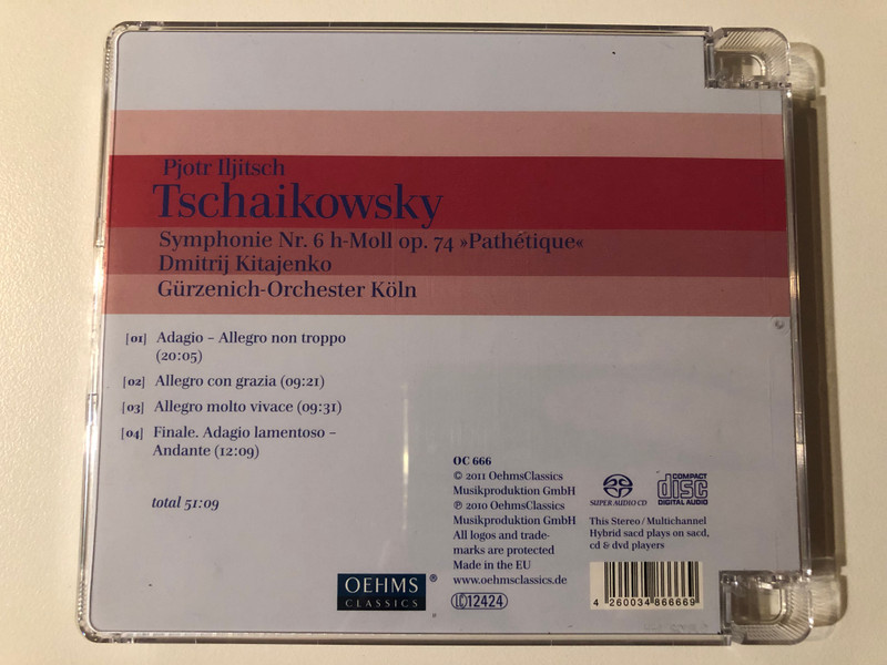 Dimitrij Kitaenko - Tschaikowsky: Symphony No. 6 In B Minor, Op. 74 'Pathétique' - Gürzenich-Orchester Köln / Oehms Classics Hybrid Disc 2011 / OC 666