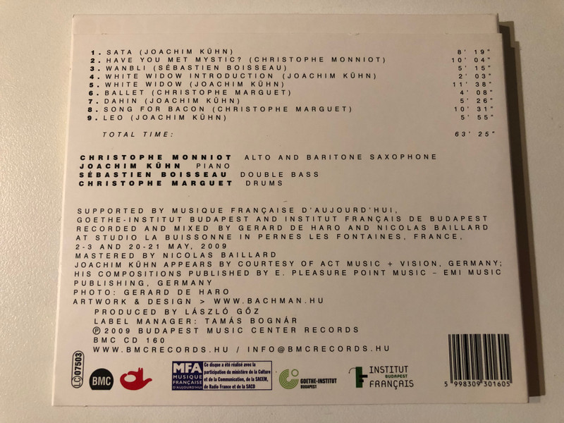 MKMB, Christophe Marguet, Joachim Kühn, Christophe Monniot, Sébastien Boisseau – Émotions Homogènes / Budapest Music Center Records Audio CD 2009 / BMC CD 160