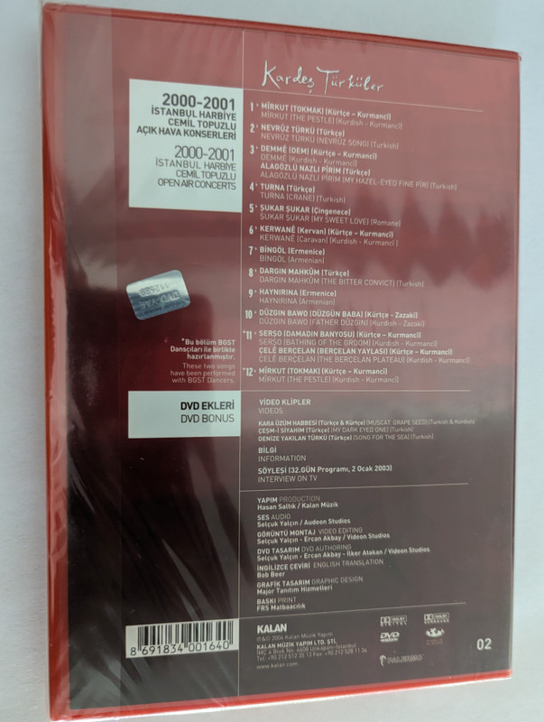 Kardeş Türküler in Concert (Sister Folk Songs) / Songs in Armenian, Turkish, Kurmanchi and other languages / 2000-2001 ISTANBUL HARBİYE CEMIL TOPUZLU / OPEN AIR CONCERTS / INTERVIEW (Day 32, 2 January 2003) / DVD (8691834001640)