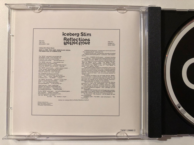 Iceberg Slim – Reflections / Infinite Zero Archive / Infinite Zero Audio CD 1994 / 74321 29965 2