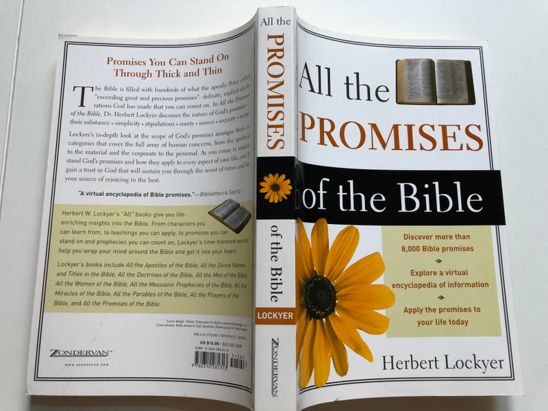All the Promises of the Bible - Herbert Lockyer  Discover more than 8,000 Bible promises  Explore a virtual encyclopedia of information  Apply the promises to your life today  Zondervan, 1990  Paperback (9780310281313)