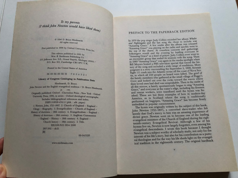 John Newton and the English Evangelical Tradition: Between the Conversions of Wesley and Wilberforce / D. Bruce Hindmarsh / Wm. B. Eerdmans-Lightning Source, 2001 / Paperback (9780802847416)