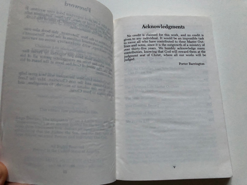 Christian Life New Testament With Master Outlines And Study Notes  The New King James Version  THOMAS NELSON PUBLISHERS  Paperback (Nelson 180B)