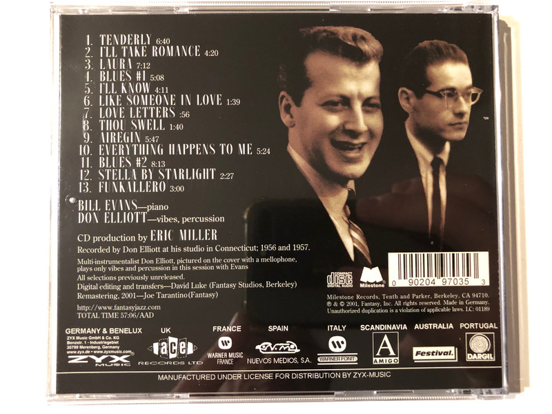 Bill Evans, Don Elliott – Tenderly - An Informal Session / Milestone Audio CD 2001 / MCD-9317-2