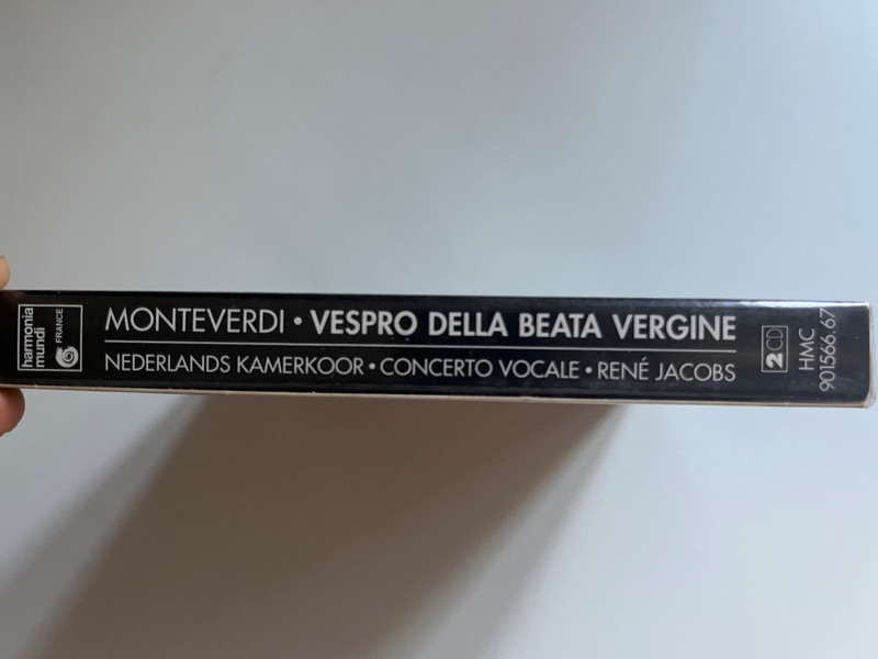 Montverdi: Vespro Della Beata Vergine - M.C. Kiehr, B. Borden, A. Scholl, J. Bowen, V. Torres, A. Murgatroyd, A. Abete, J. Draijer, Nederlands Kamerkoor, Concerto Vocale, René Jacobs / Harmonia Mundi France 2x Audio CD 1996 / HMC 901566.67