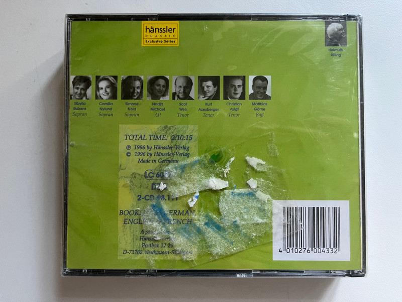 Franz Schubert: Lazarus, D 689 - Erganzung Von Edison Denisov, Helmuth Rilling, Gachinger Kantorei, Bach-Collegium Stuttgart / hanssler classic 2x Audio CD 1996 / CD 98.111
