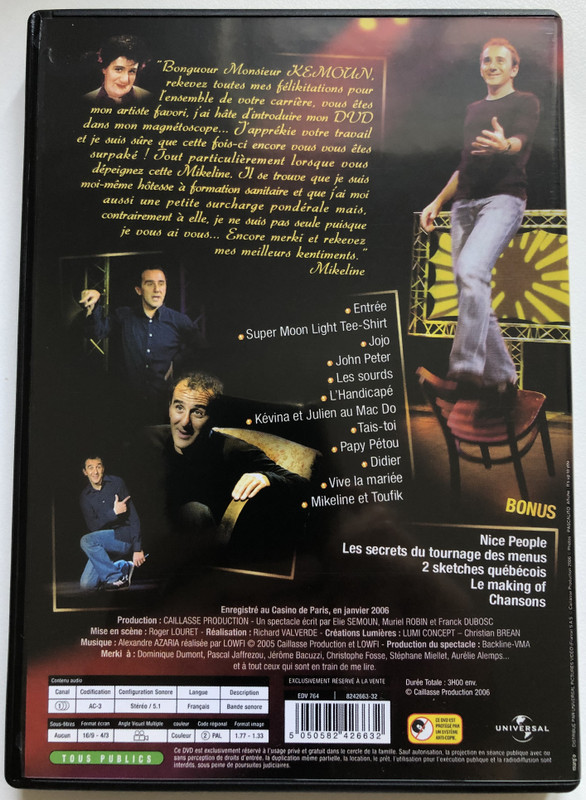 ELIE SEMOUN - Se prend pour qui  UNIVERSAL DVD Video (5050582426632)