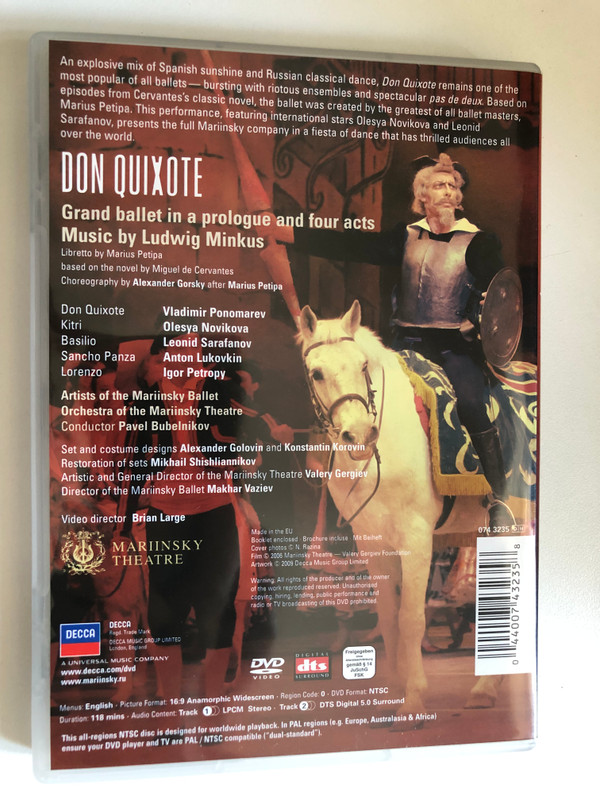Don Quixote / Grand ballet in a prologue and four acts / Music by Ludwig Minkus / Libretto by Marius Petipa / Choreography by Alexander Gorsky after Marius Petipa / Artists of the Mariinsky Ballet / Conductor Pavel Bubelnikov / DVD (044007432358)